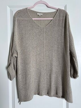 eesome Taupe V-Neck Knit Sweater